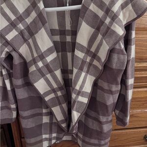 Sioni Checkered Knit Jacket in Brown and Cream